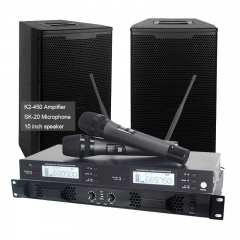 Sinbosen dj ktv amplifier K2-450 2ch 450w digital amplifier with wireless microphone and speaker 10 inch home audio