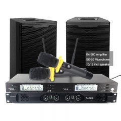 Sinbosen wireless mcirophone sound audio K4-600 4ch 600w dj karaoke amplifier with 12 inch speaker